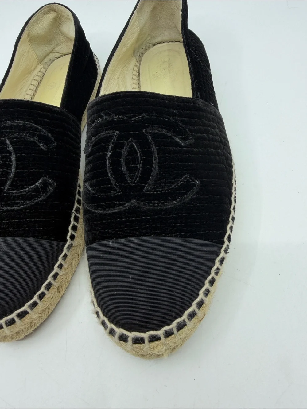 Chanel Velvet Grosgrain CC Espadrilles
